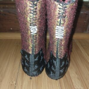Cozy Knit Slipper Boots with Black Soles